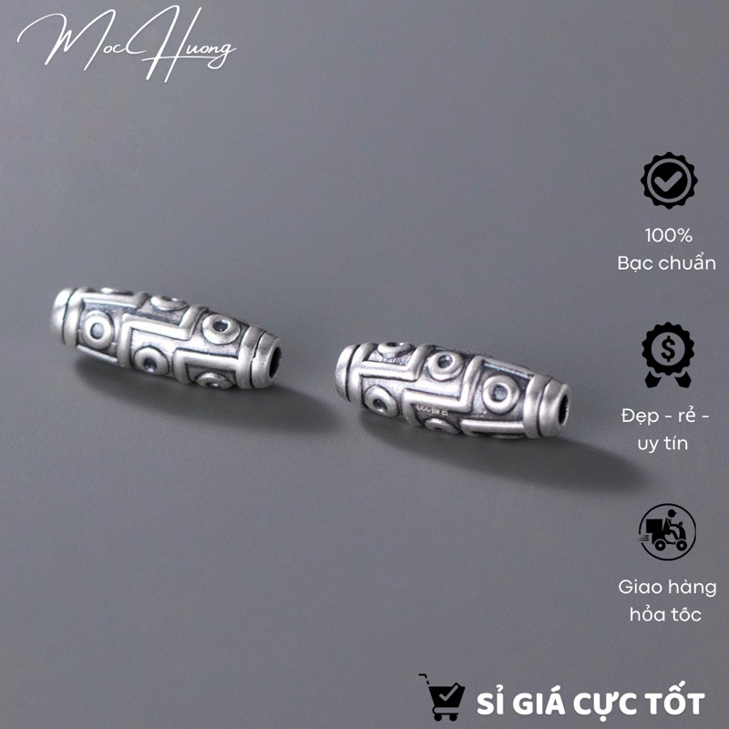 Charm bạc 3D hình DZI TÂY TẠNG 9 MẮT - MH684