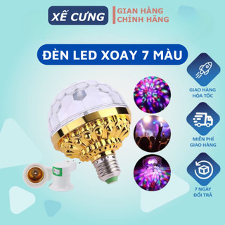 Đèn led xoay 7 màu đèn led quán bar tự xoay nhiều hiệu ứng tia chớp nhấp nháy theo tiếng nhạc đổi màu an toàn