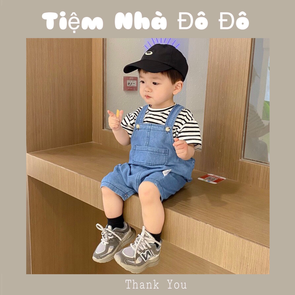 Quần yếm Jean bò style Hàn Quốc dáng lỡ cho bé trai bé gái sơ sinh
