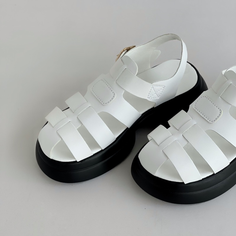 Sandals nữ quai rọ có khoá cài đế PU mềm êm chân gót cao 5cm Hot Trend