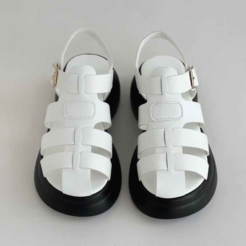 Sandals nữ quai rọ có khoá cài đế PU mềm êm chân gót cao 5cm Hot Trend