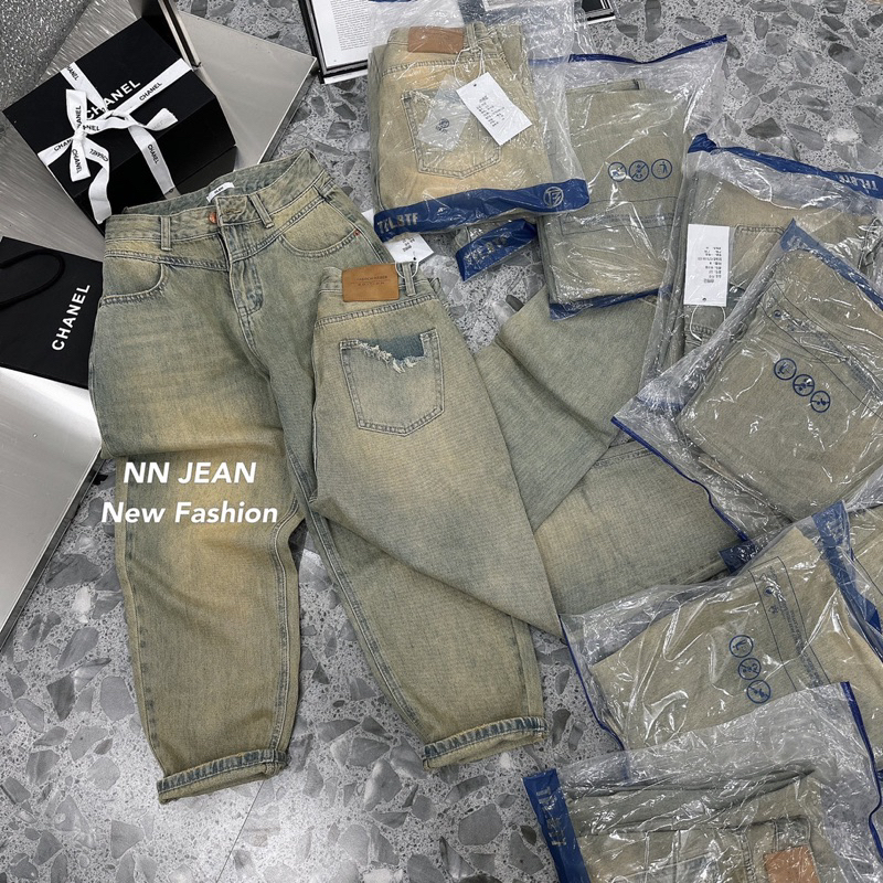 Quần jeans bò baggy màu loang rêu hàng QCL1