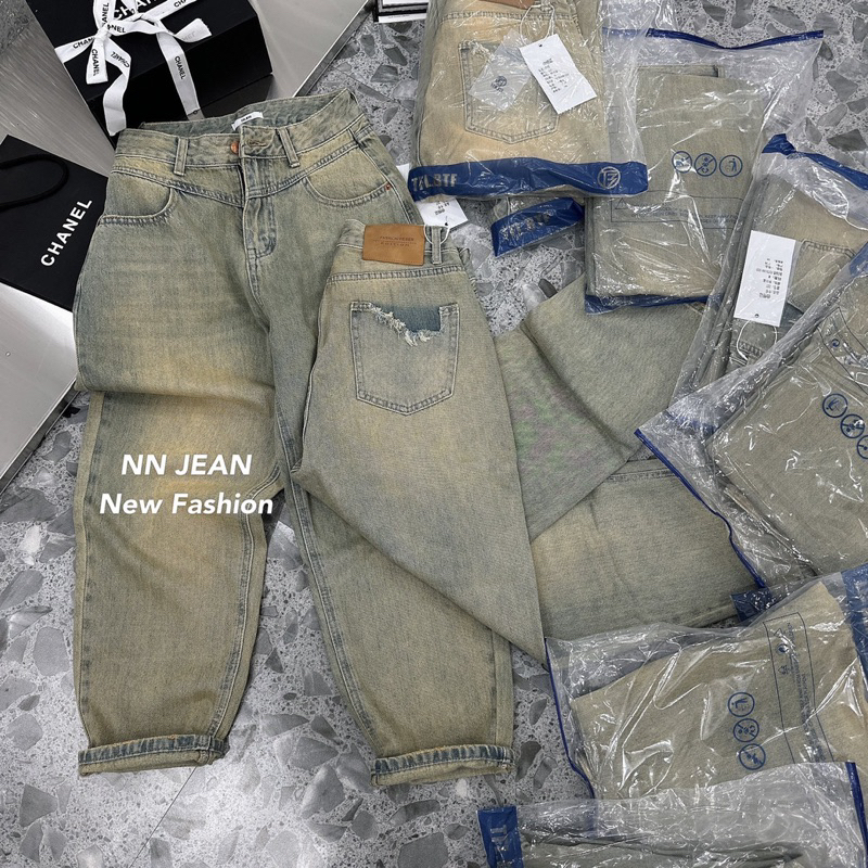 Quần jeans bò baggy màu loang rêu hàng QCL1