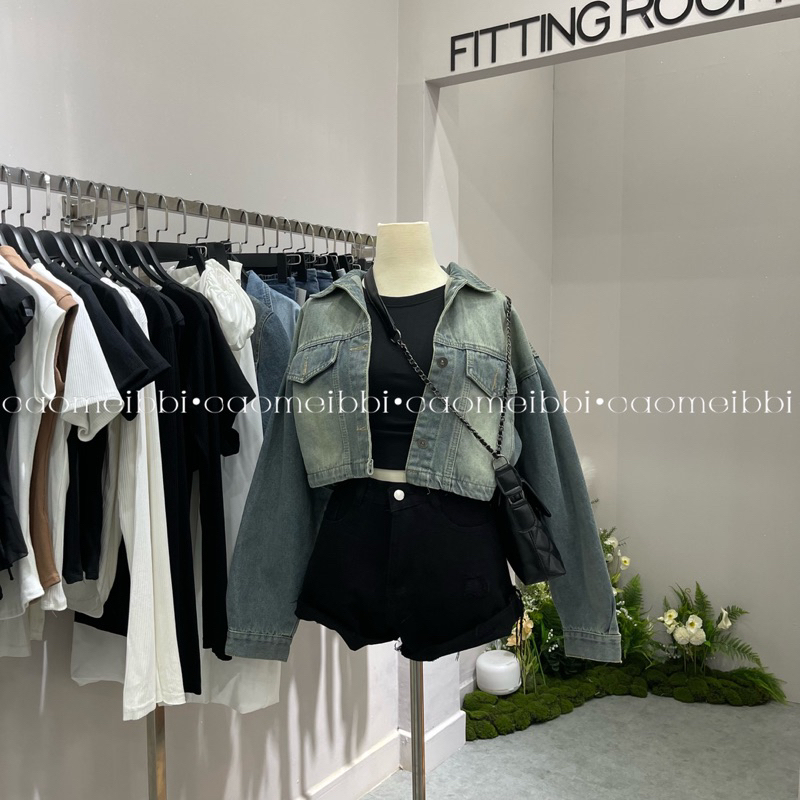 Áo Khoác Jean Xanh Ngắn Tay Dài