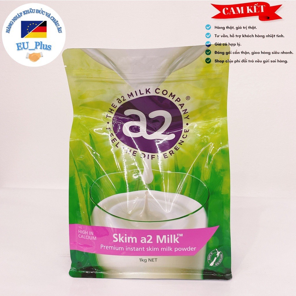 Sữa bột sạch A2 nguyên kem, tách kem không đường 1kg - Hạn Xa tít