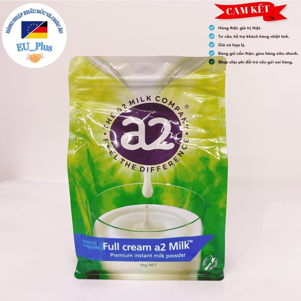 Sữa bột sạch A2 nguyên kem, tách kem không đường 1kg - Hạn Xa tít