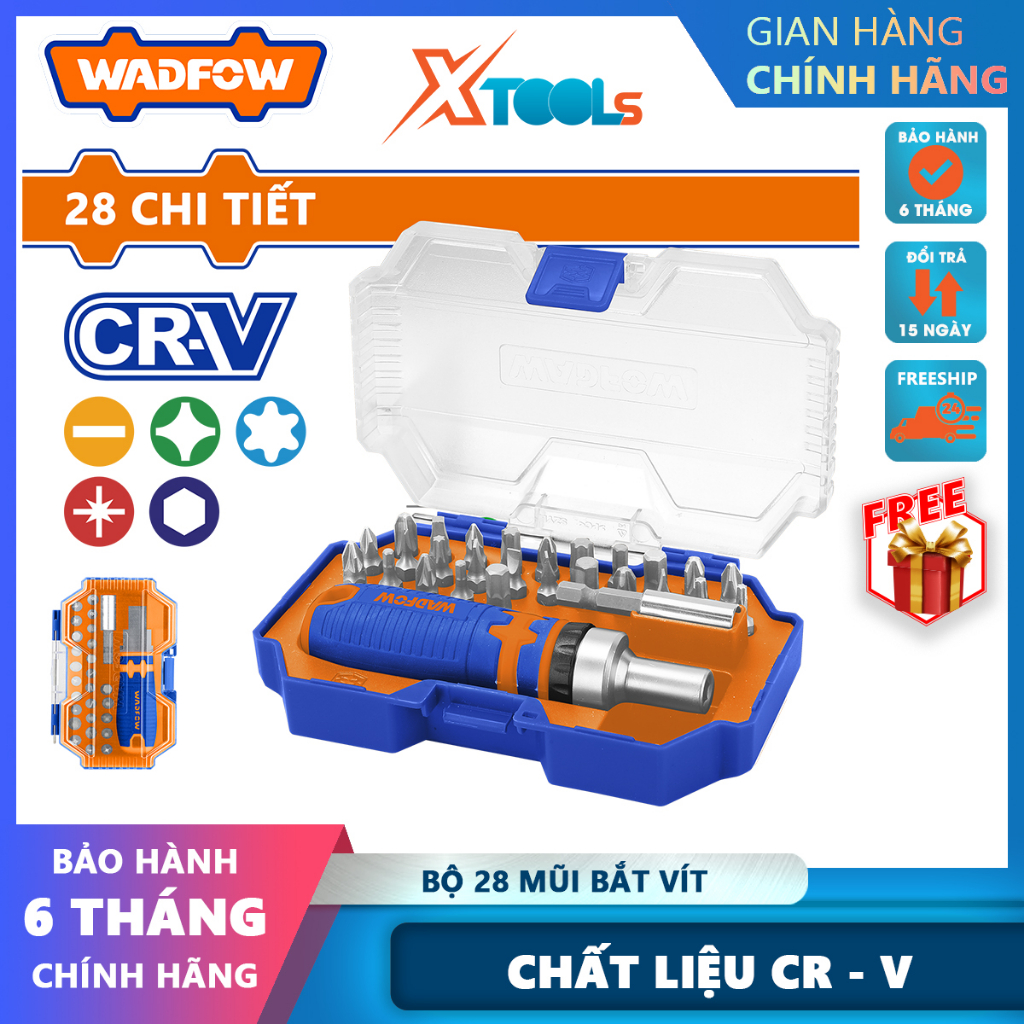 Bộ 28 chi tiết bắt vít Bộ tua vít 28 chi tiết. Chất liệu： CR-V 26 chiếc mũi vít 1/4inchX25mm : SL3 SL4 SL5 SL6 SL7 PH0 P