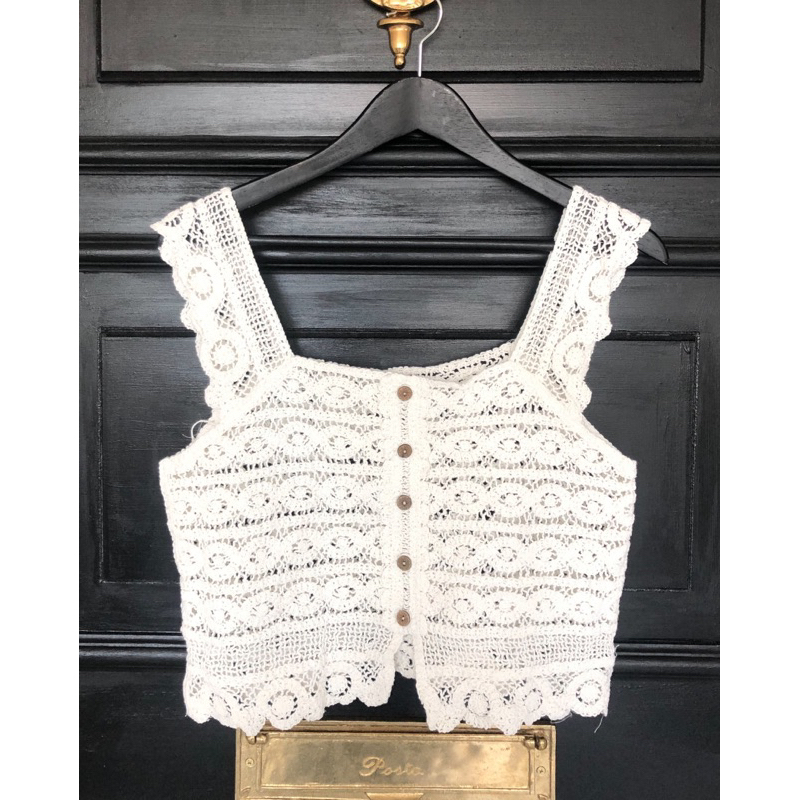 Áo hai dây len móc