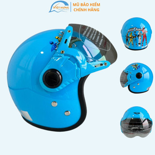 Mũ bảo hiểm trẻ em trùm đầu kính chống chói lóa - Dành cho trẻ em từ 4 đến 8 tuổi - Bé nặng DƯỚI 25kg - BKtec - BK32