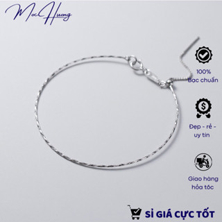 [S925] Vòng tay/Lắc tay bạc khóa đầu kim có thể thêm charm, loại cứng đẹp - MH378 MOCHUONG JEWELRY
