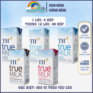 Thùng 48 hộp sữa tươi tiệt trùng th true milk 5 vị 110ml