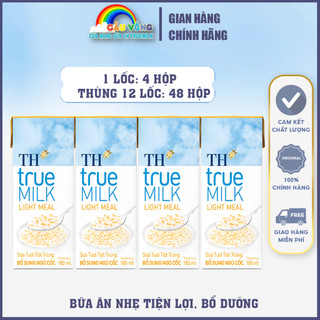 Thùng 48 hộp sữa tươi bổ sung ngũ cốc th true milk light meal 180ml