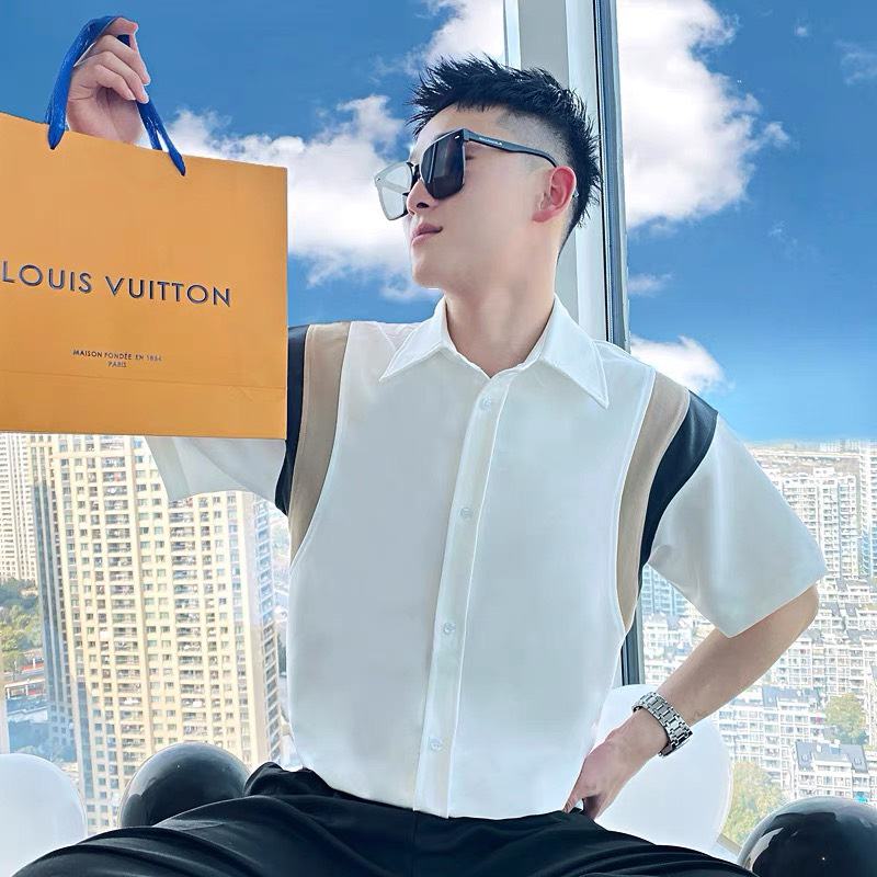 Áo Sơ Mi Nam Ngắn Tay Cao Cấp Chất Cotton Vải Dày Dặn Phối Màu Chuẩn Đẹp.