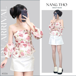 Áo hoa cúp tay bồng 2 màu 5226