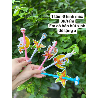 Set 6 tấm Giấy cắm kẹo/bút chủ đề Trung Thu cho các bé, Quà Trung Thu