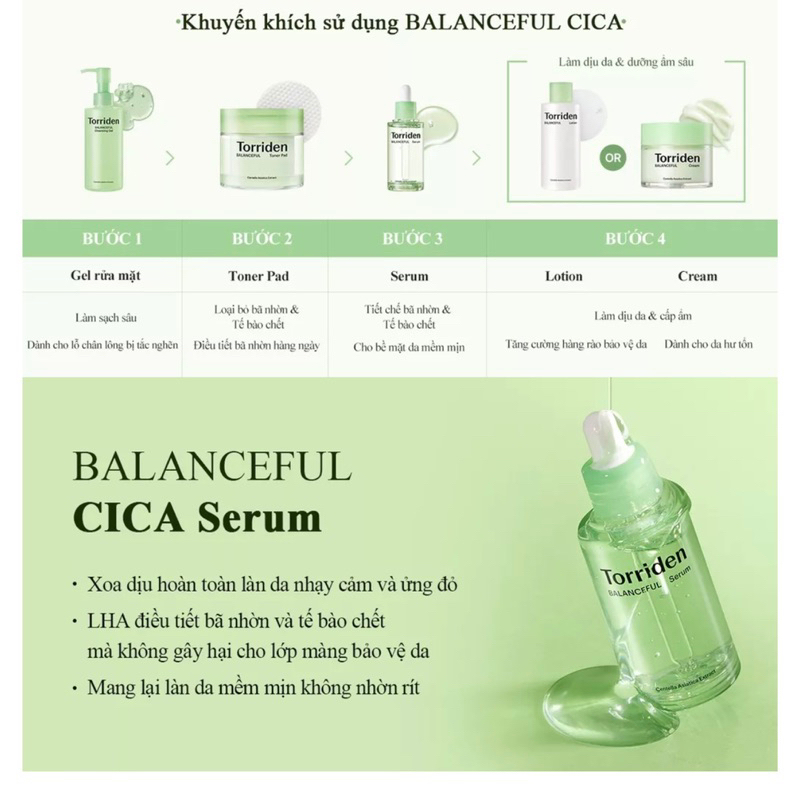 Tinh Chất Serum & Kem Dưỡng Cream Torriden Balanceful Centella Asiatica Extract