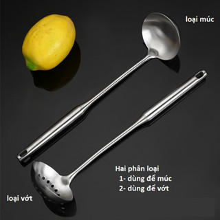 Bộ Muôi, Muôi Đục Lỗ Inox 304 - Cán Tròn Dài 28.5cm Miệng 7cm Dùng Cho Canh & Lẩu