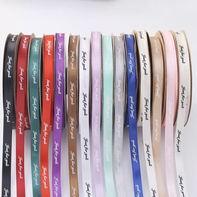 RUY BĂNG LỤA CHỮ JUST FOR YOU BẢN 1CM - DÀI 50 YARD