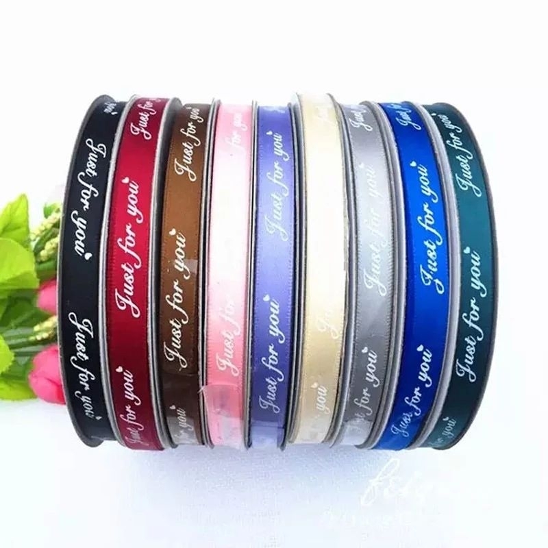 RUY BĂNG LỤA CHỮ JUST FOR YOU BẢN 1CM - DÀI 50 YARD