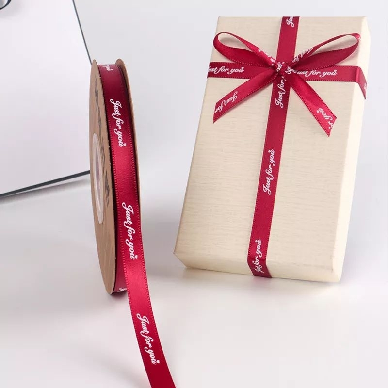 RUY BĂNG LỤA CHỮ JUST FOR YOU BẢN 1CM - DÀI 50 YARD