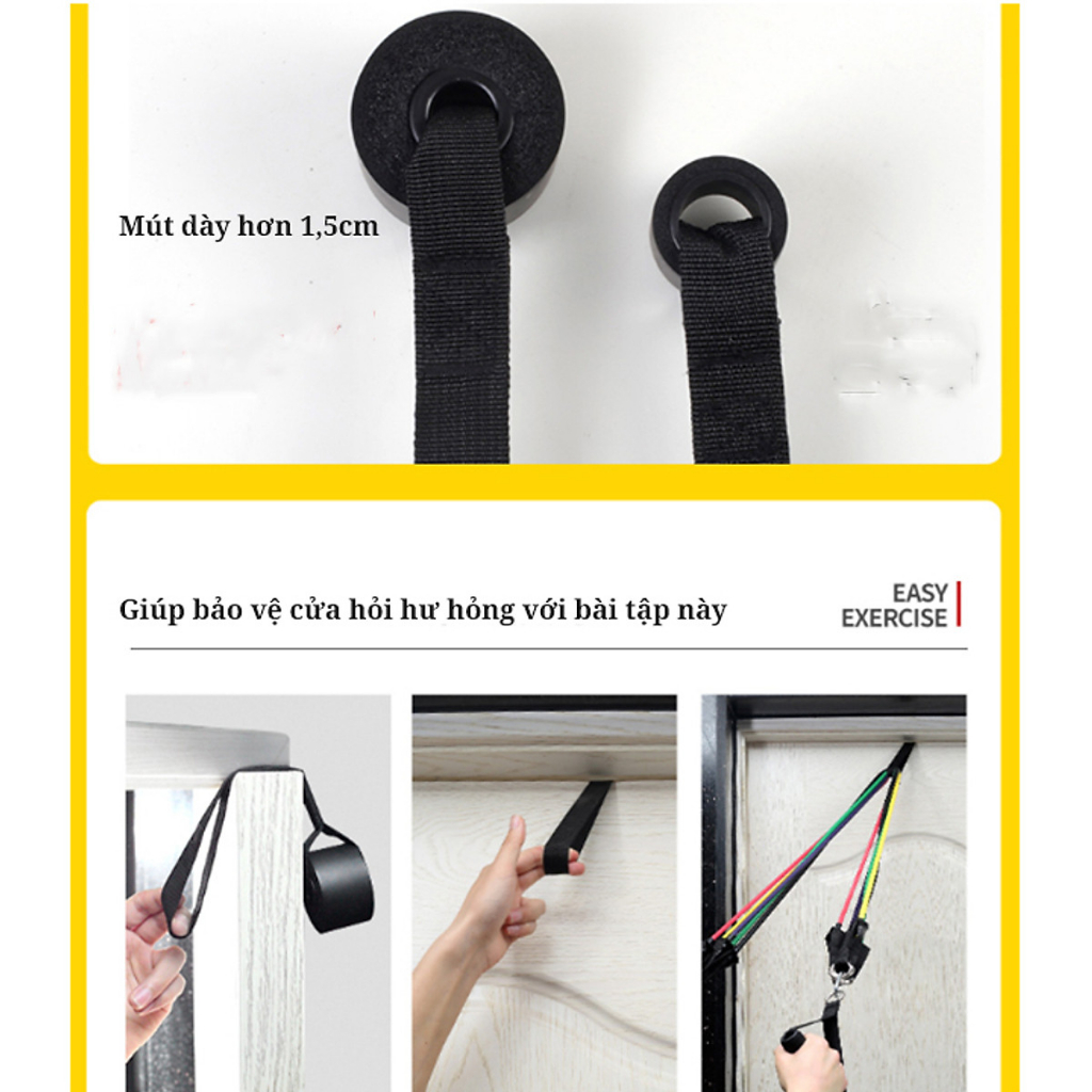 Bộ dây tập gym ngũ sắc VIET MART bộ tập chuyên nghiệp đàn hồi cao cấp 11 món, đàn hồi tập thể hình, tập kháng lực