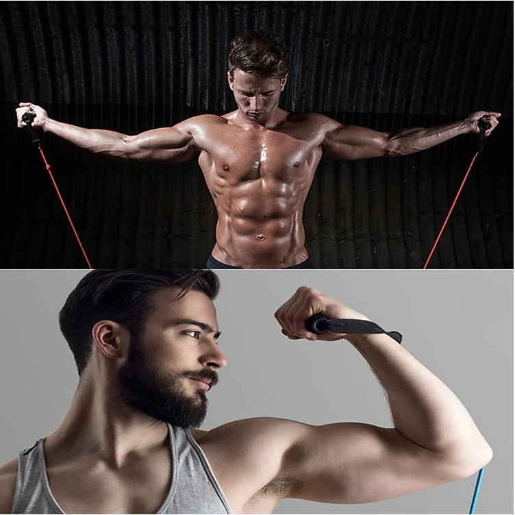 Bộ dây tập gym ngũ sắc VIET MART bộ tập chuyên nghiệp đàn hồi cao cấp 11 món, đàn hồi tập thể hình, tập kháng lực