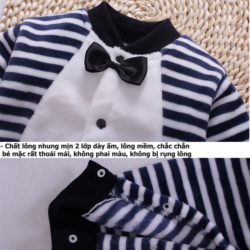 Áo liền quần lông nhung mùa đông cho bé gái bé trai sơ sinh hàng Quảng Châu Cao Cấp