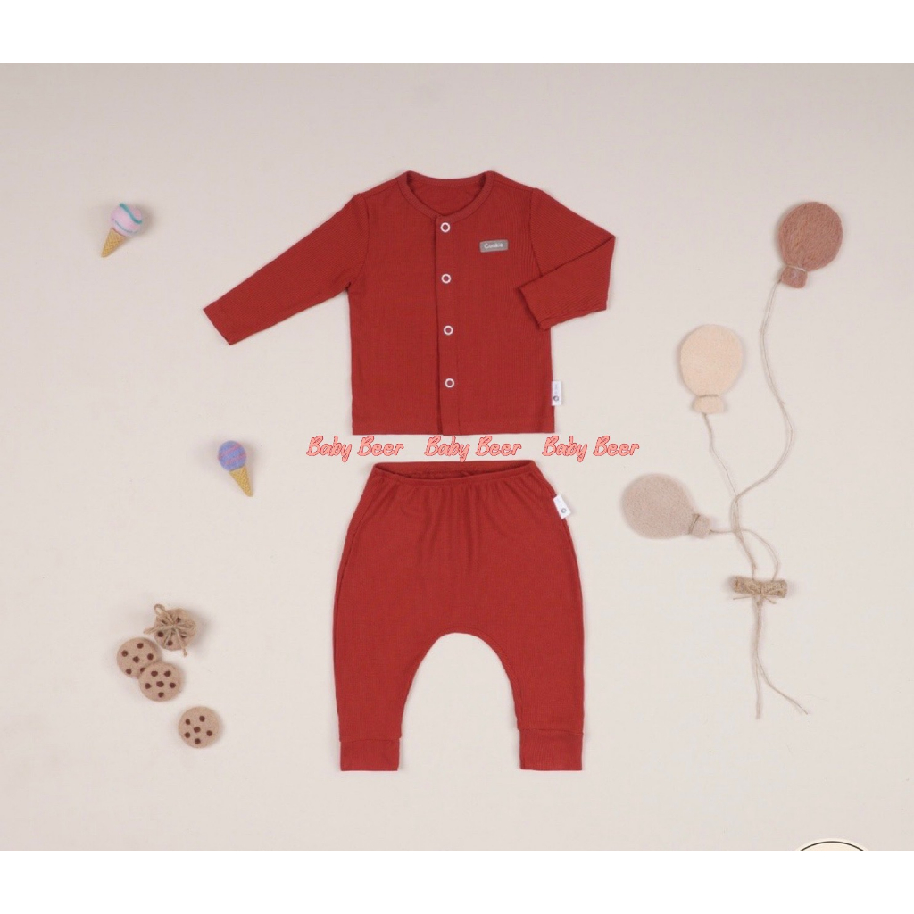 Bộ dài tay cài giữa cạp chun cho bé sơ sinh