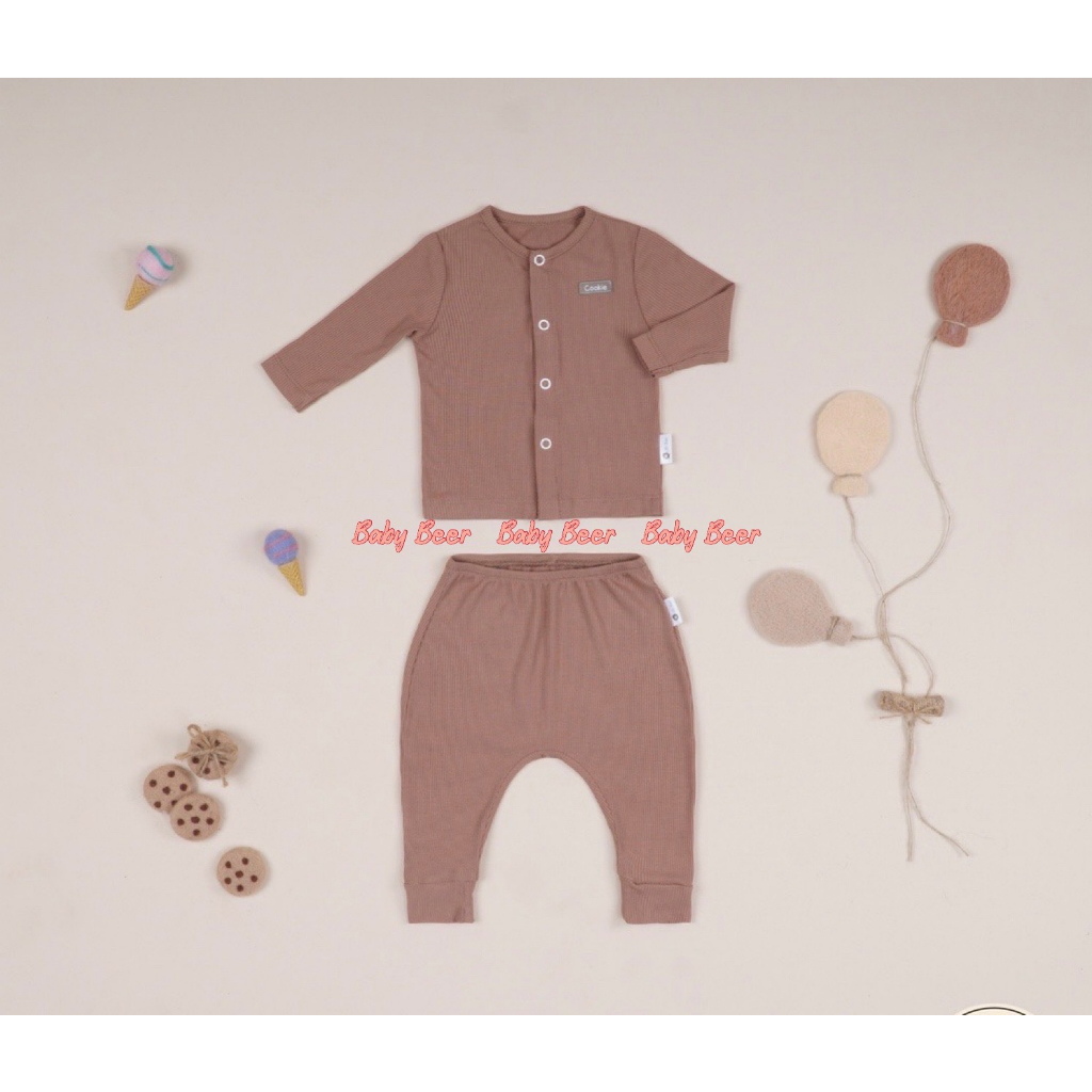 Bộ dài tay cài giữa cạp chun cho bé sơ sinh