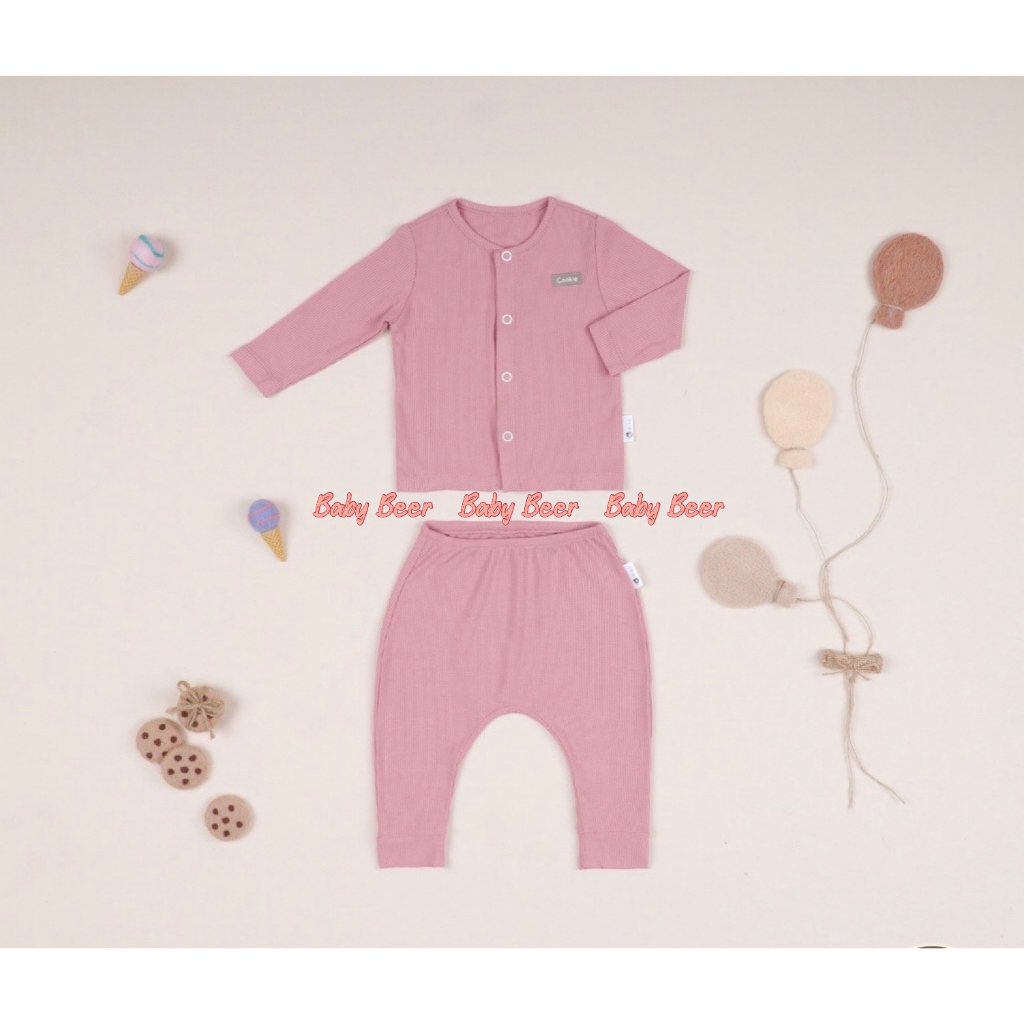 Bộ dài tay cài giữa cạp chun cho bé sơ sinh