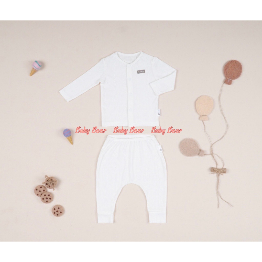 Bộ dài tay cài giữa cạp chun cho bé sơ sinh