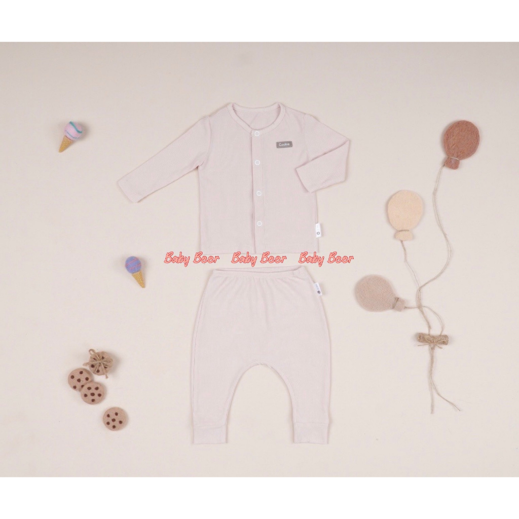 Bộ dài tay cài giữa cạp chun cho bé sơ sinh