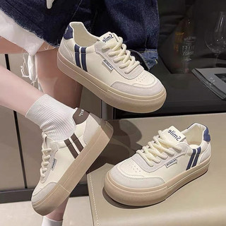 Giày thể thao nữ Độn đế mũi tròn, Giày thể thao sneaker nữ 2 màu chất canvas mềm thoáng khí kiểu dáng Học Sinh