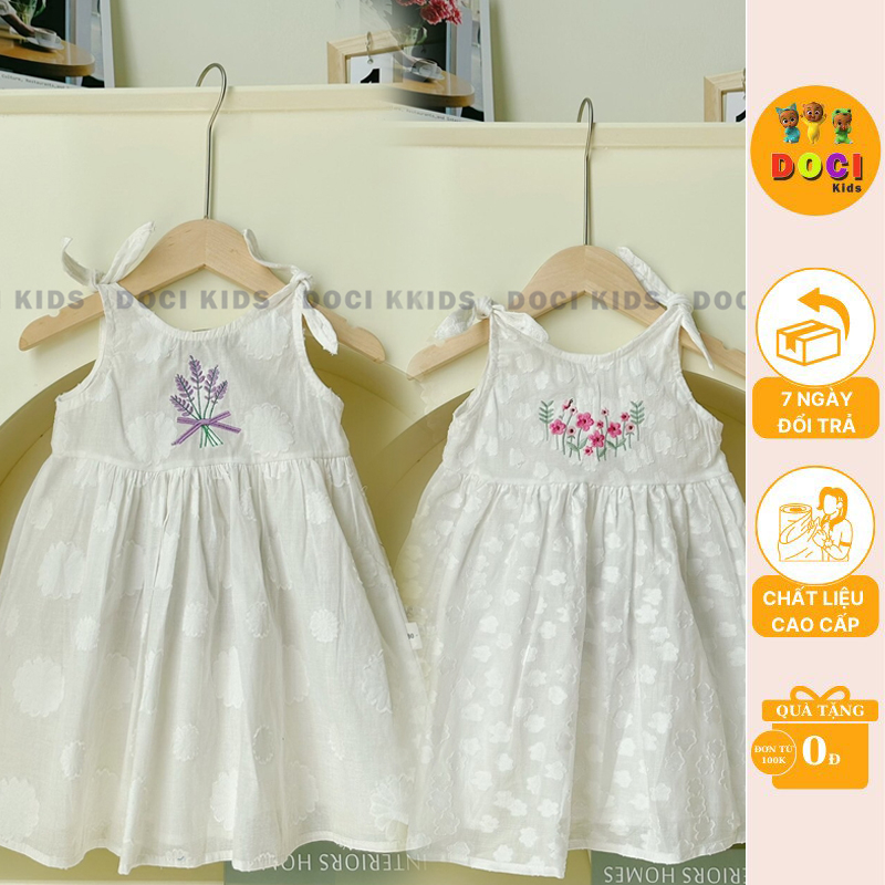 Váy Trắng Cho Bé Gái - Váy Công Chúa Sang Chảnh Cho Bé Đi Học, Đi Chơi, Đi Tiệc - Docikids
