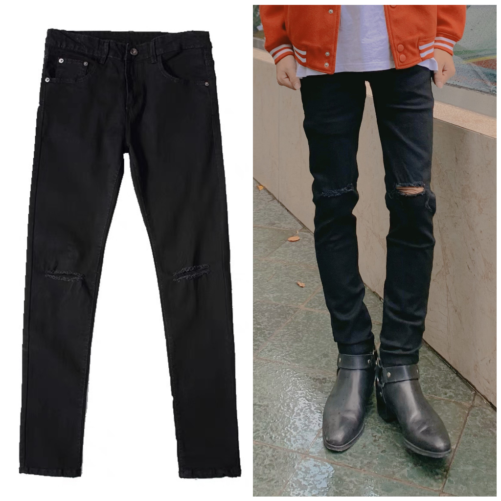 Quần jean rách gối thời trang nam MiX STUDIO skinny jean nam co dãn rách đẹp hot trend