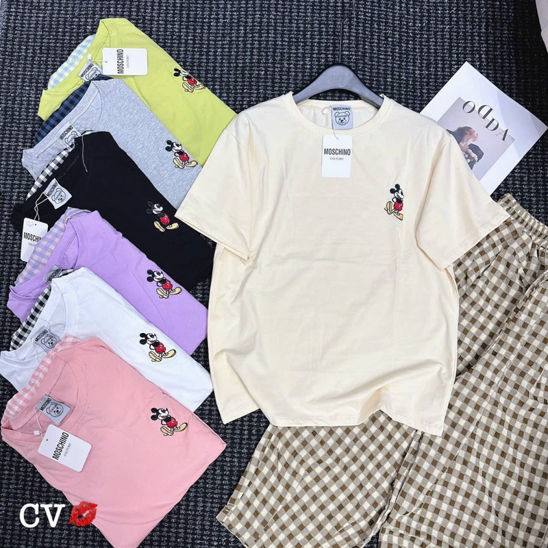 Bộ Cotton Quần Kẻ Đũi Hoạ Tiết Thêu Siêu Xinh