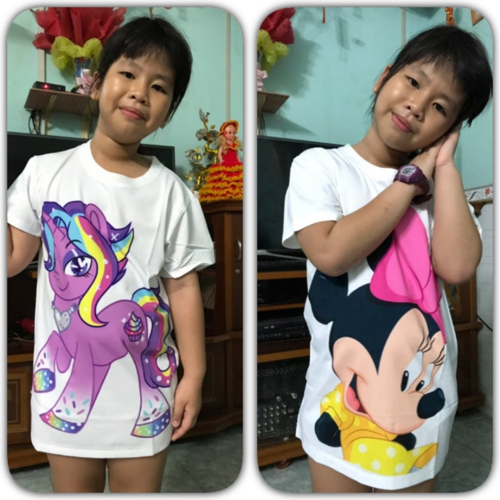 Áo thun bé gái in hình Heo Peppa, Áo thun mềm mịn, thấm hút mồ hôi cho bé từ 10 - 50kg