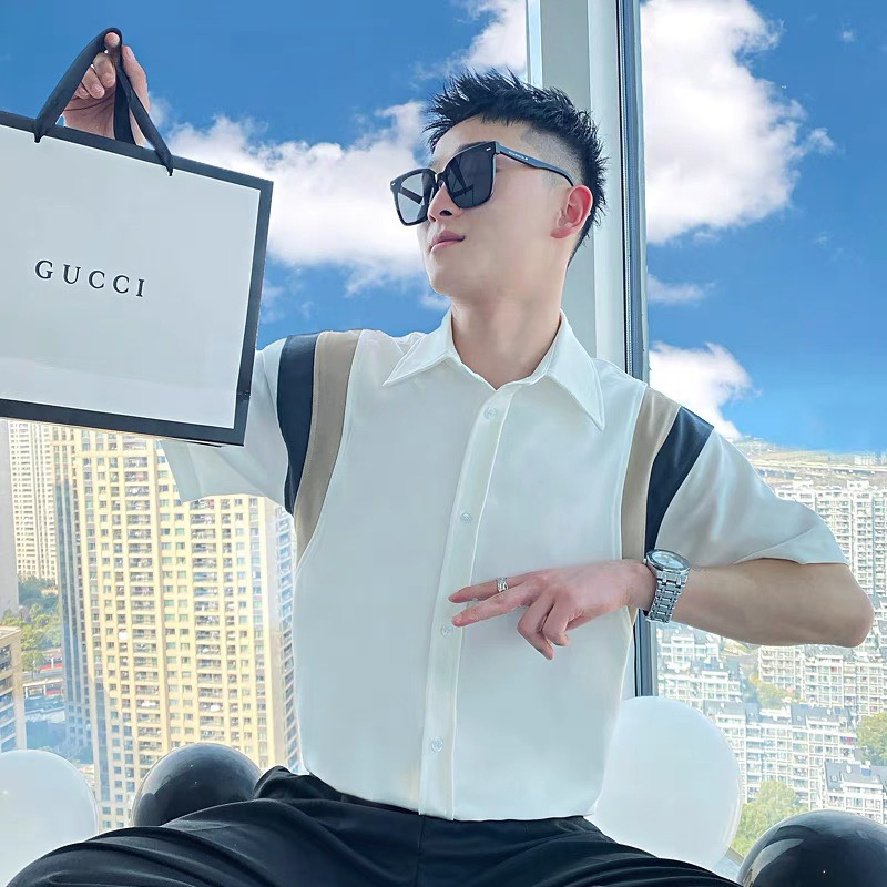 Áo Sơ Mi Ngắn Tay Cao Cấp Phối Màu Chất Vải Dày Dặn Chuẩn Đẹp Như Hình.