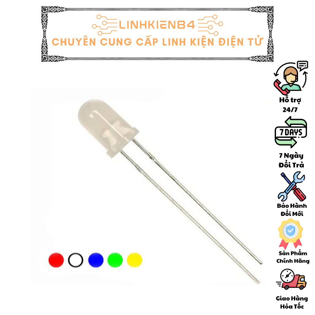 COMBO 10 Chiếc LED 5MM Sáng Đục Nhiều Màu