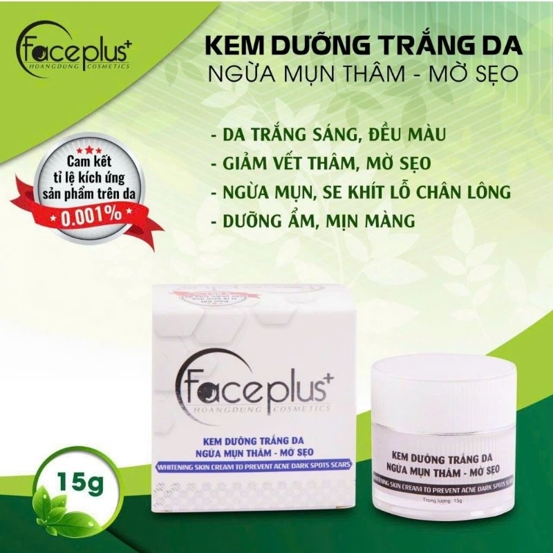KEM FACEPLUS DƯỠNG TRẮNG DA NGỪA MỤN THÂM 15G GIÁ BAO BÌ 229K