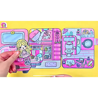 Xe cắm trại Búp bê Barbie - Cắt dán thủ công