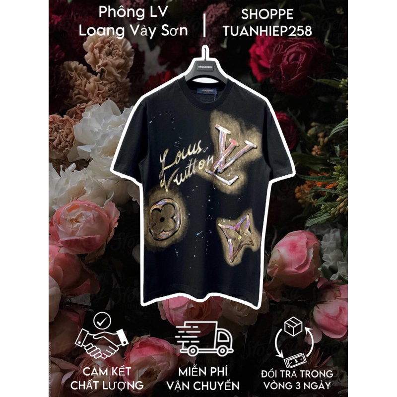 - Phông LV Loang Nhẹ - Áo Phông LV Print Vảy Sơn New - Chất Liệu Vải Cao Cấp- Chuẩn Loại 1 Hàng QCCC