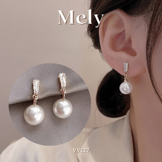Bông tai ngọc trai nhân tạo đính đá phong cách hàn quốc sang trọng hiện đại - Mely 1529