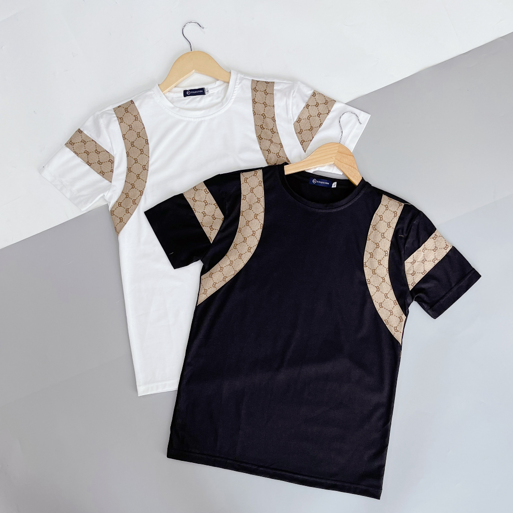 Áo phông nam thêu gấu tay ngắn phối họa tiết vải co giãn thoáng mát cao cấp-AHFASHION