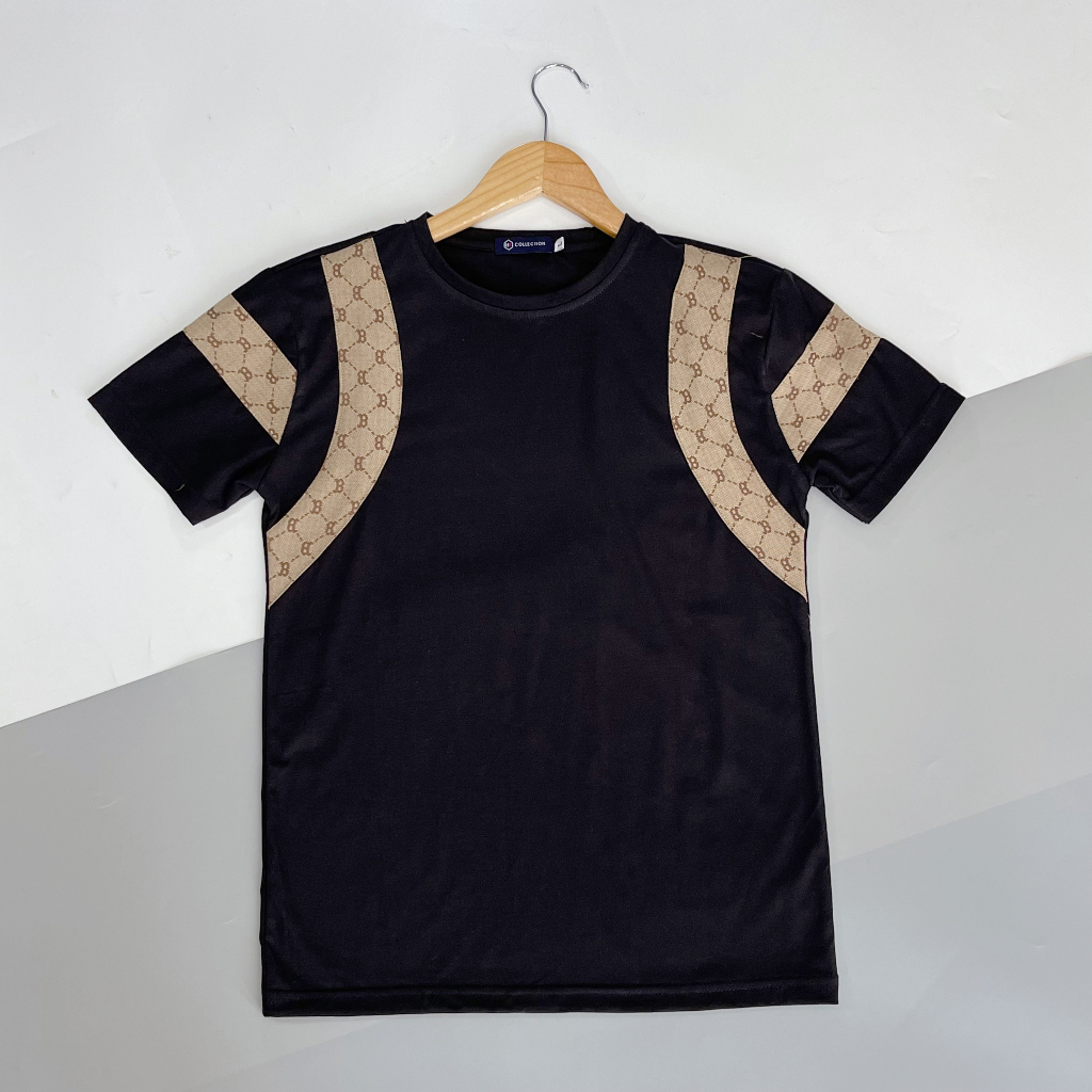 Áo phông nam thêu gấu tay ngắn phối họa tiết vải co giãn thoáng mát cao cấp-AHFASHION