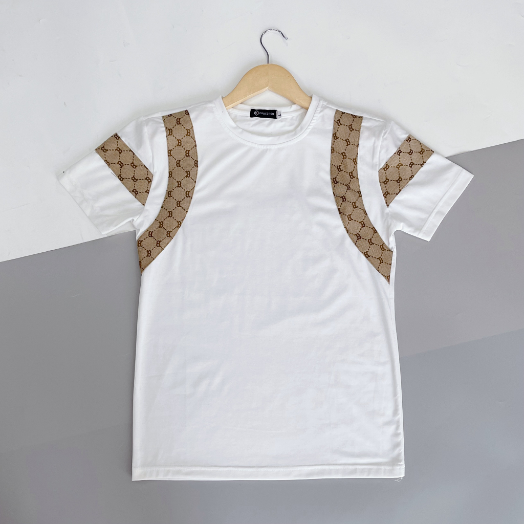 Áo phông nam thêu gấu tay ngắn phối họa tiết vải co giãn thoáng mát cao cấp-AHFASHION