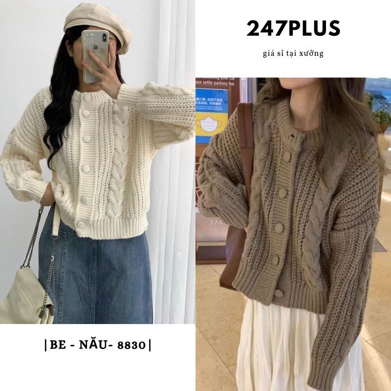 Áo len thừng cúc bọc dai tay cổ tròn 247plus - Aolenthungcucboc8830_P8