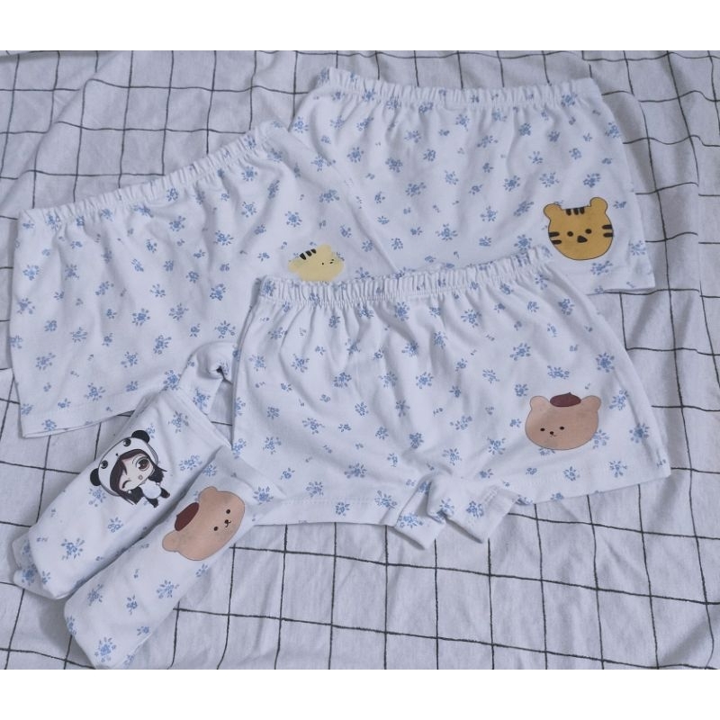 Quần chip đùi bé gái cotton Hàn 4chiều hoa Vintage