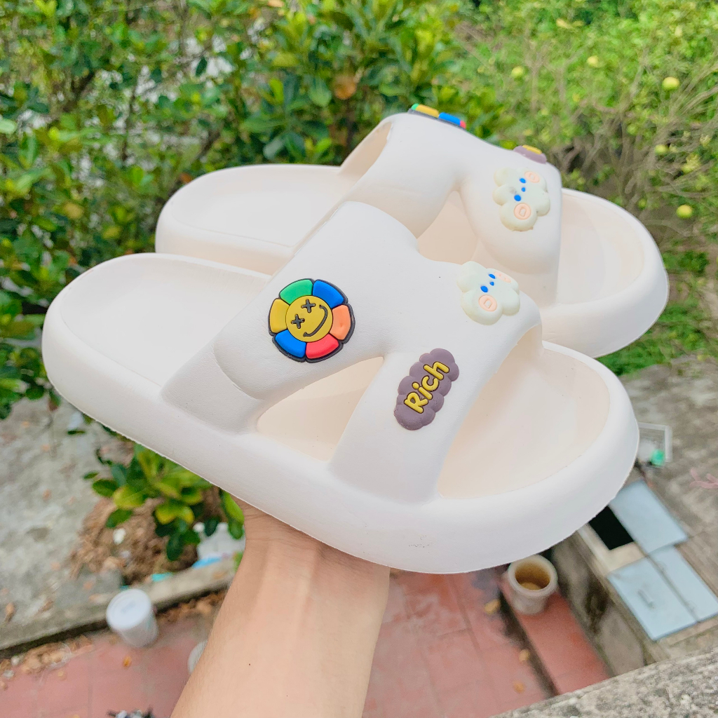 Dép bánh mì nữ quai ngang nâng đế 3cm chất liệu eva kiểu dáng unisex ulzzang đi mưa-giày dép 97