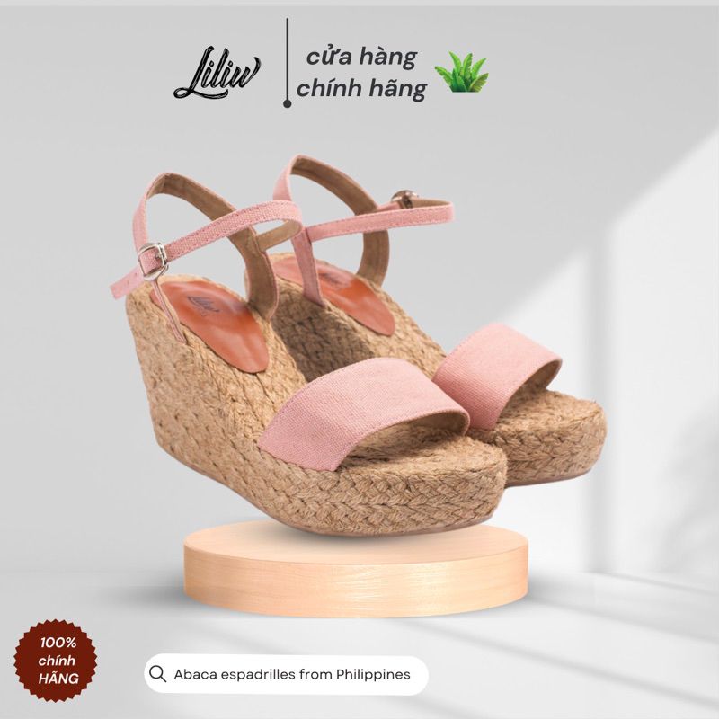Giày sandal cói Liliw nữ đế xuồng quai ngang mà sắc cao 8cm - Hoàng Quyên